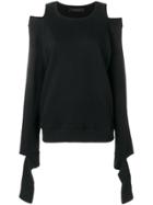 Federica Tosi Cold Shoulder Ripped Sweatshirt - Black