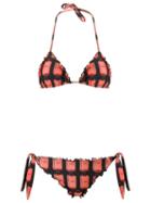 Amir Slama Ruffled Triangle Bikini Set, Women's, Size: Gg, Black, Elastodiene