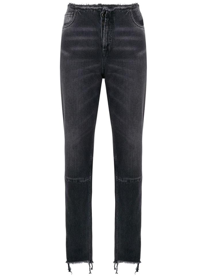 Unravel Project Frayed Tapered Jeans - Black