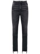 Unravel Project Frayed Tapered Jeans - Black