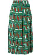 Gucci Bridal Strap Print Skirt, Women's, Size: 42, Green, Silk