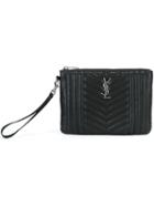 'monogram' Clutch, Women's, Black, Sheep Skin/shearling, Saint Laurent