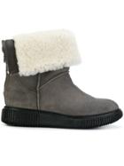 Moncler Shearling Cuffed Boots - Grey