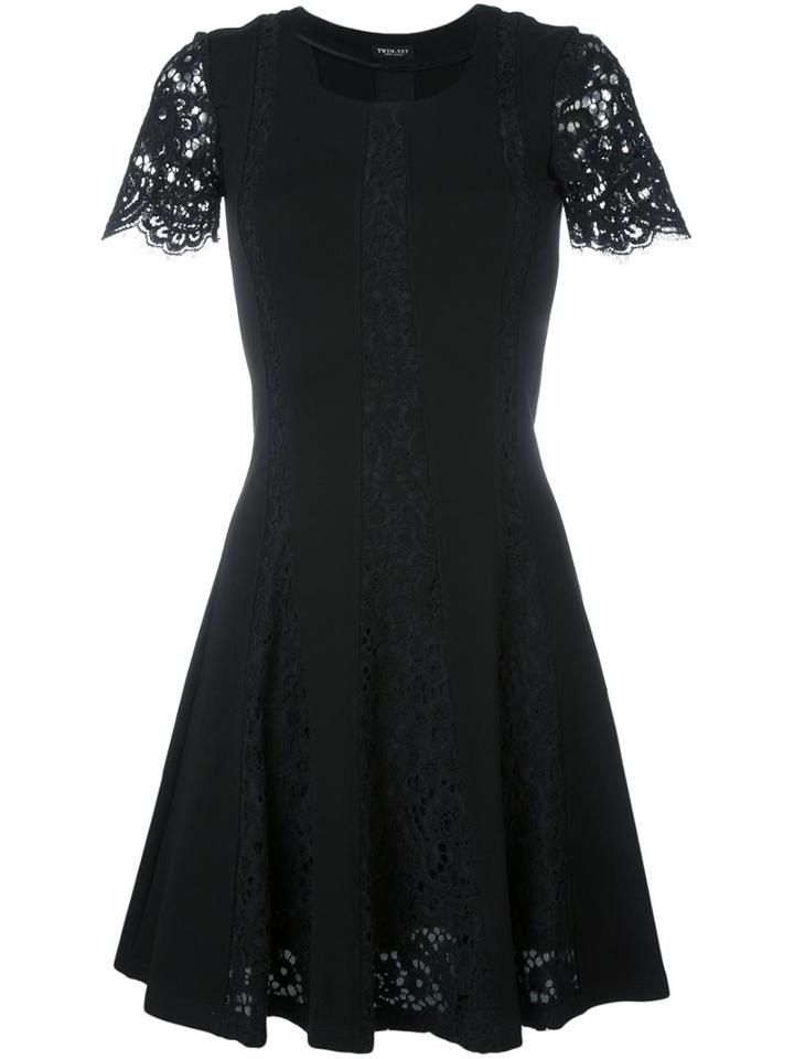 Twin-set Lace Details Dress, Women's, Size: Large, Black, Viscose/polyamide/spandex/elastane/polyester