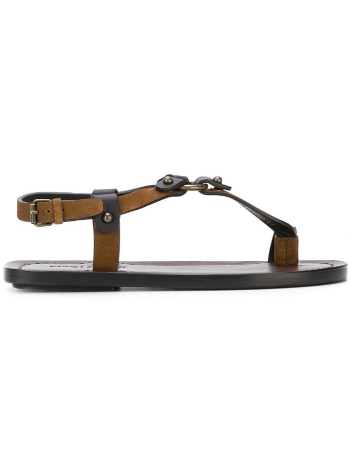 Saint Laurent Open Toe Buckle Sandals - Brown