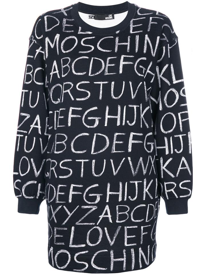 Love Moschino Alphabet Print Sweatshirt Dress - Black