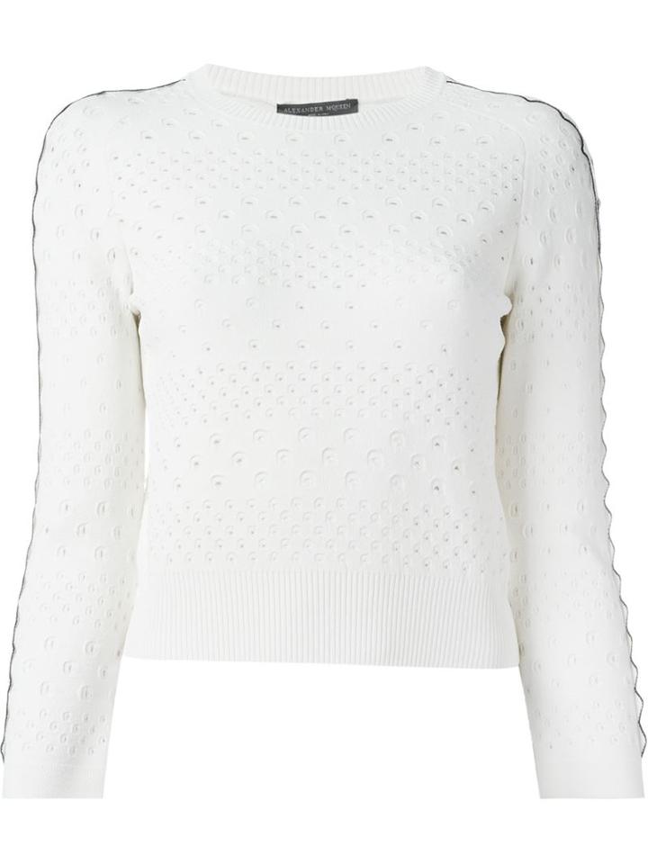 Alexander Mcqueen Perforated Sweater, Women's, Size: Medium, White, Viscose/polyester