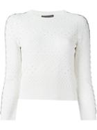 Alexander Mcqueen Perforated Sweater, Women's, Size: Medium, White, Viscose/polyester