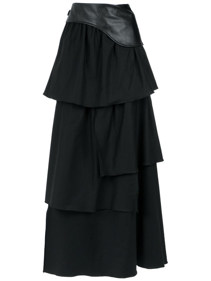 Adriana Degreas - Frilled Maxi Skirt - Women - Cotton/spandex/elastane - P, Black, Cotton/spandex/elastane