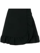 Miu Miu Ruffled Wrap Mini Skirt - Black
