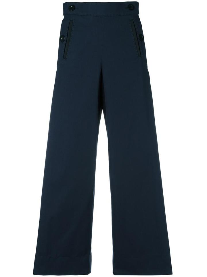 Sacai Pleated Insert Trousers, Women's, Size: 2, Blue, Cotton/polyester