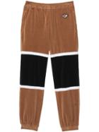 Burberry Logo Graphic Striped Chenille Trackpants - Brown