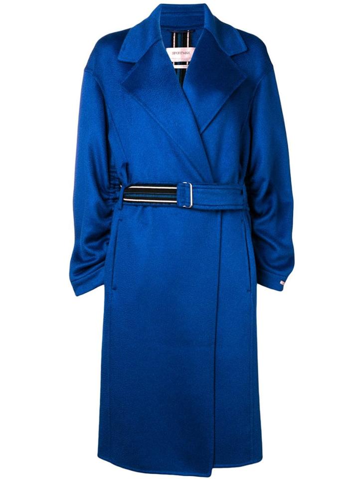 Sportmax Belted Single-breasted Coat - Blue