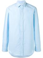Salvatore Piccolo Plain Shirt, Men's, Size: 40, Blue, Cotton
