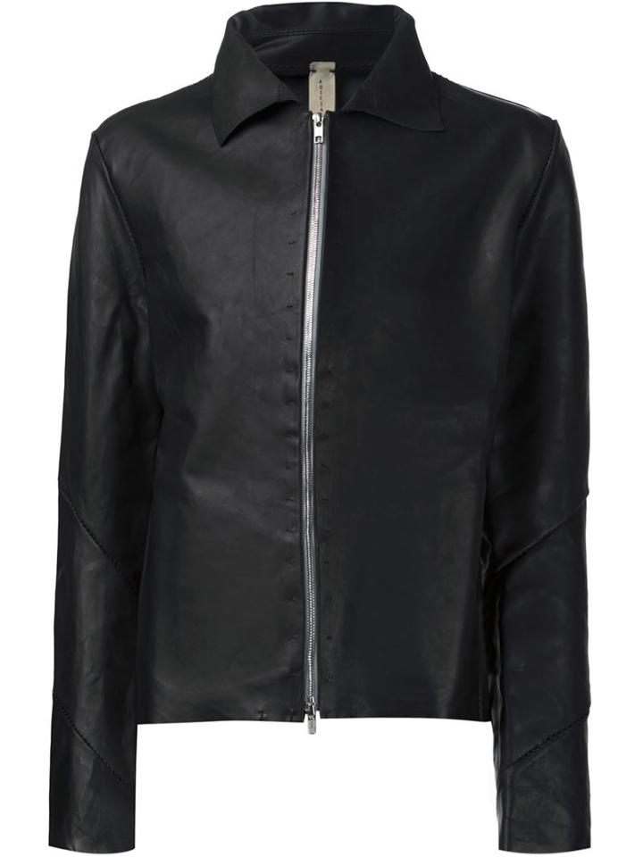 A Diciannoveventitre Zipped Jacket, Men's, Size: 48, Black, Calf Leather