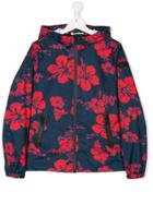 Ai Riders On The Storm Kids Floral Print Hooded Jacket - Blue