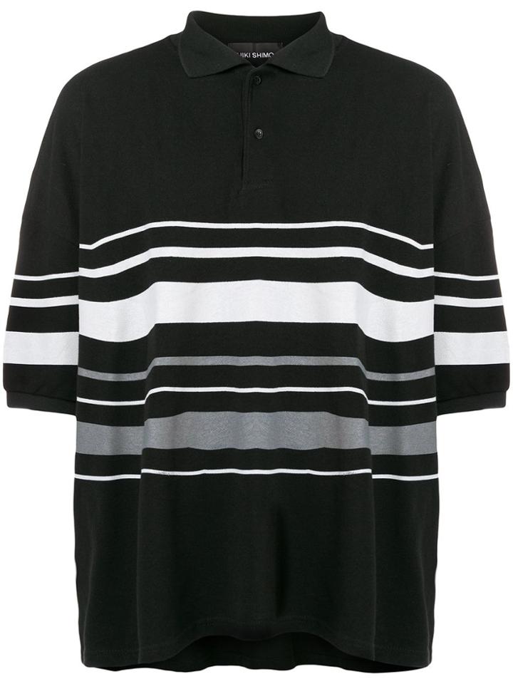Yuiki Shimoji Oversize Striped Polo Shirt - Black