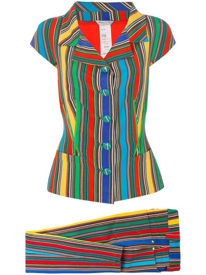 Versace Vintage Striped Trousers Suit - Multicolour