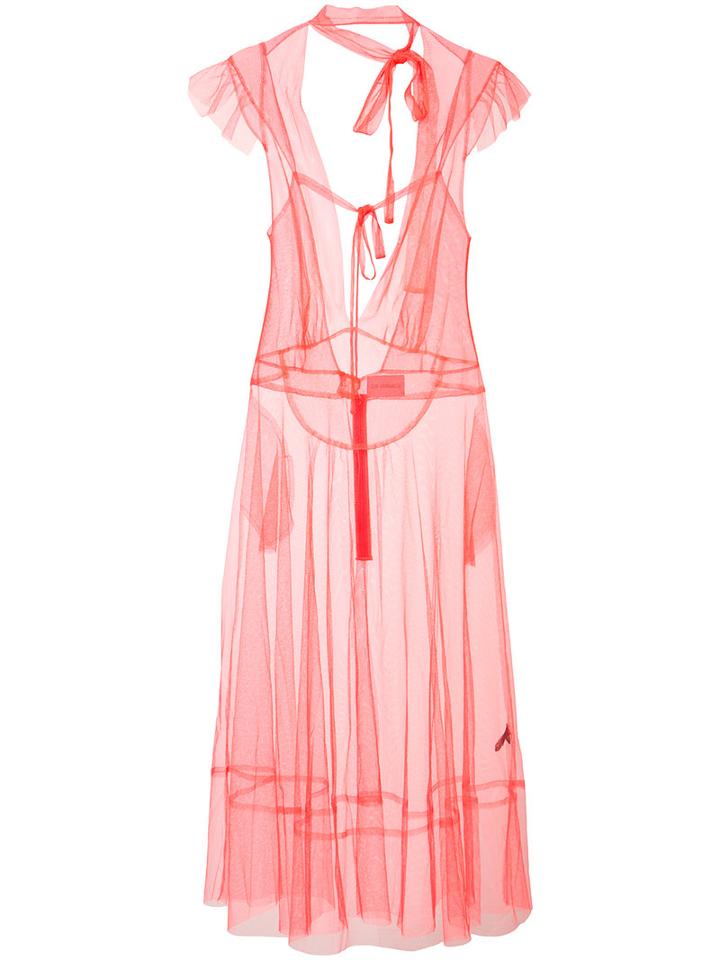 Les Animaux - Tie-neck Sleeveless Dress - Women - Nylon/polyester - S, Red, Nylon/polyester