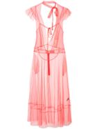 Les Animaux - Tie-neck Sleeveless Dress - Women - Nylon/polyester - S, Red, Nylon/polyester