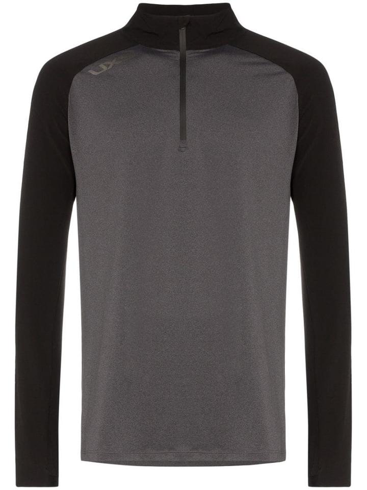 2xu Black And Grey Ghst Zip Front High Neck Jumper