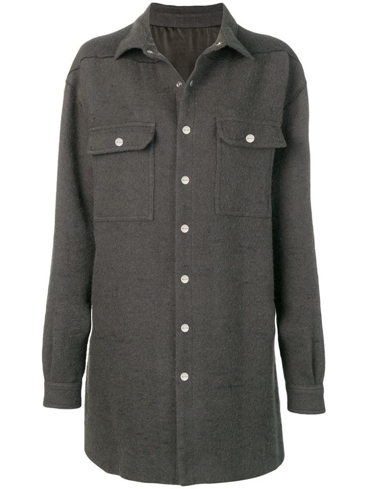 Rick Owens Press Stud Coat - Grey