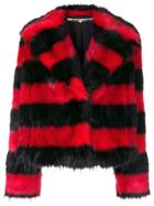 Mcq Alexander Mcqueen Faux Fur Striped Coat - Black
