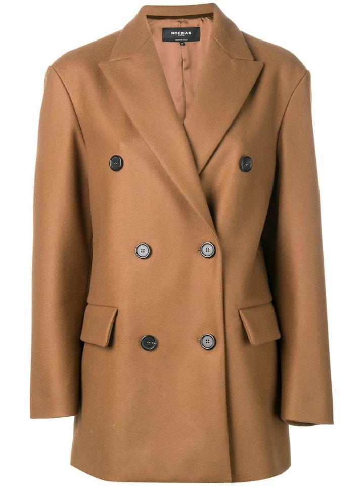 Rochas Double-breasted Classic Coat - Brown
