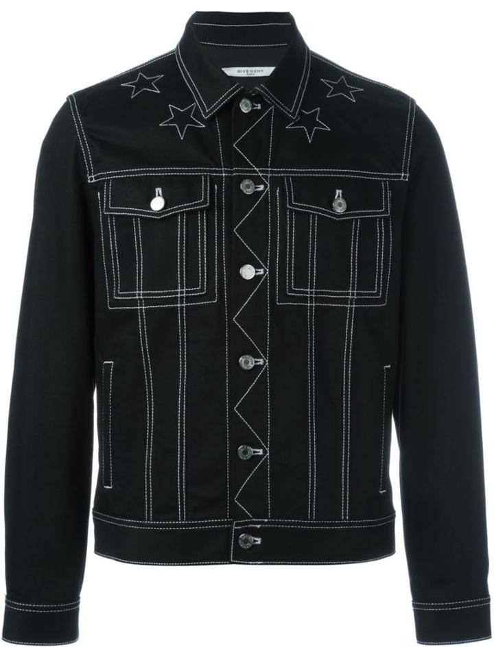Givenchy Contrast Embroidered Jacket, Men's, Size: M, Black, Cotton
