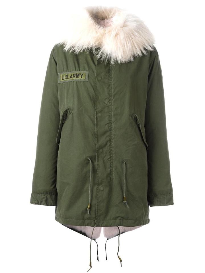 As65 Hooded Parka, Women's, Size: Xs, Green, Cotton/leather/rabbit Fur/viscose