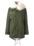 As65 Hooded Parka, Women's, Size: Xs, Green, Cotton/leather/rabbit Fur/viscose