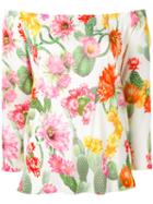 Blugirl - Off-the-shoulder Floral Blouse - Women - Viscose - 46, Nude/neutrals, Viscose