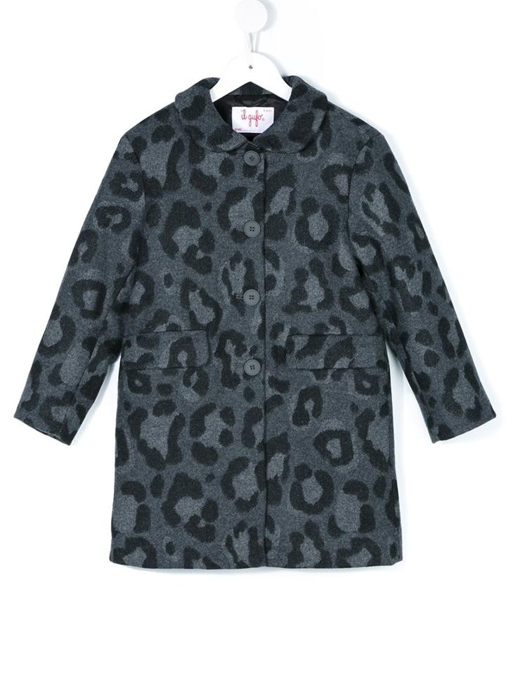 Il Gufo Leopard Print Coat, Girl's, Size: 6 Yrs, Grey
