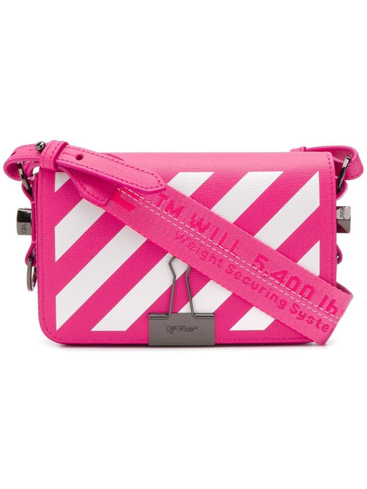 Off-white Striped Shoulder Bag - Pink