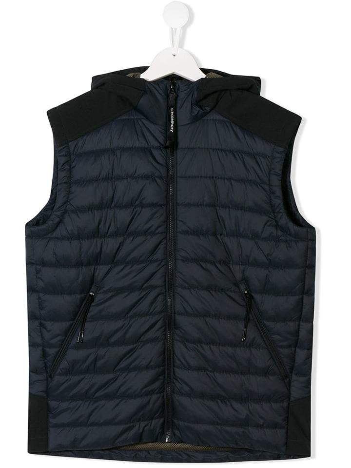 Cp Company Kids Teen Hooded Puffer Vest - Blue