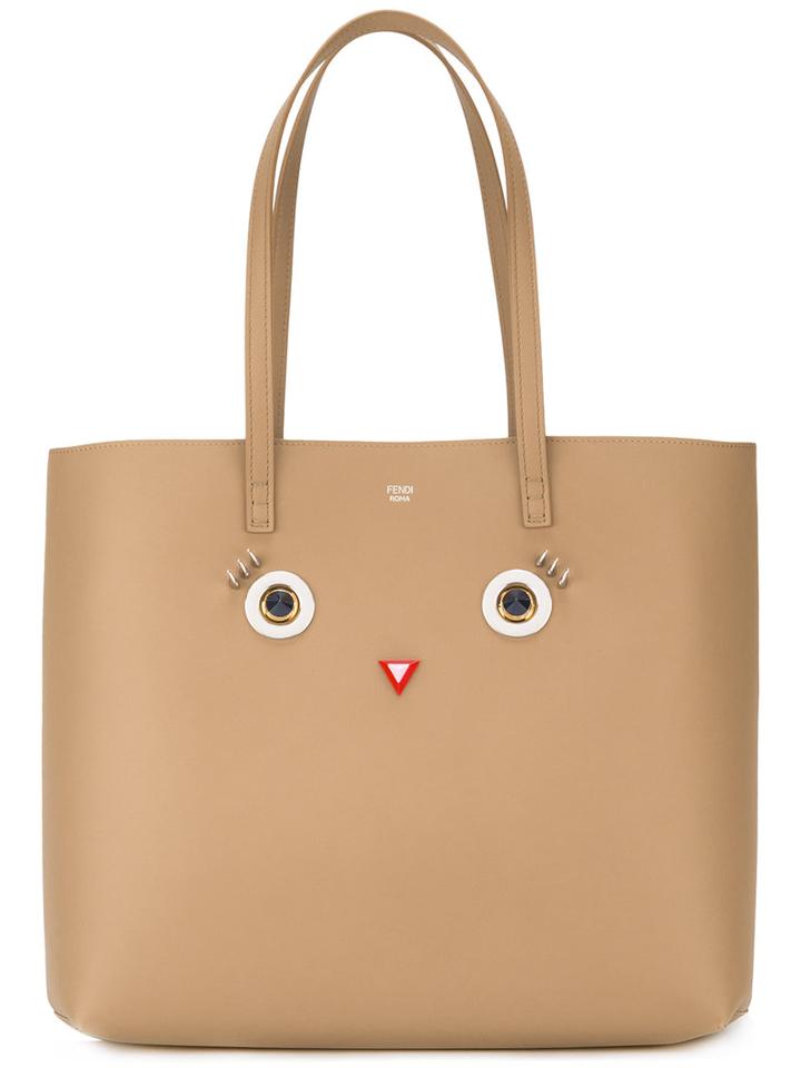 Fendi Roll Shopper Tote, Women's, Nude/neutrals, Calf Leather/metal (other)