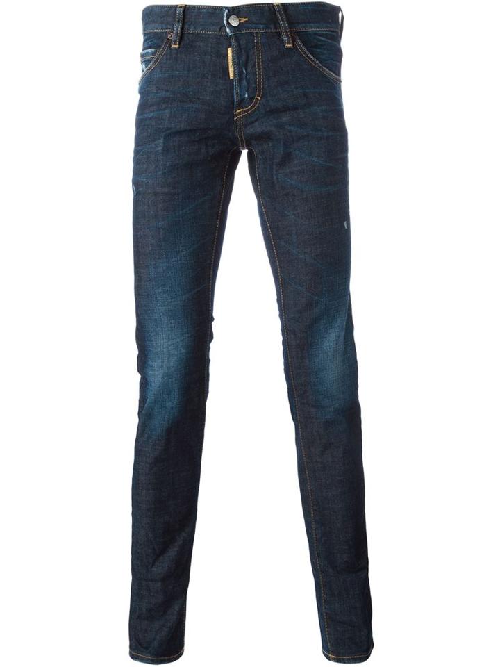 Dsquared2 Slim Jeans, Men's, Size: 46, Blue, Cotton/spandex/elastane/polyester/leather