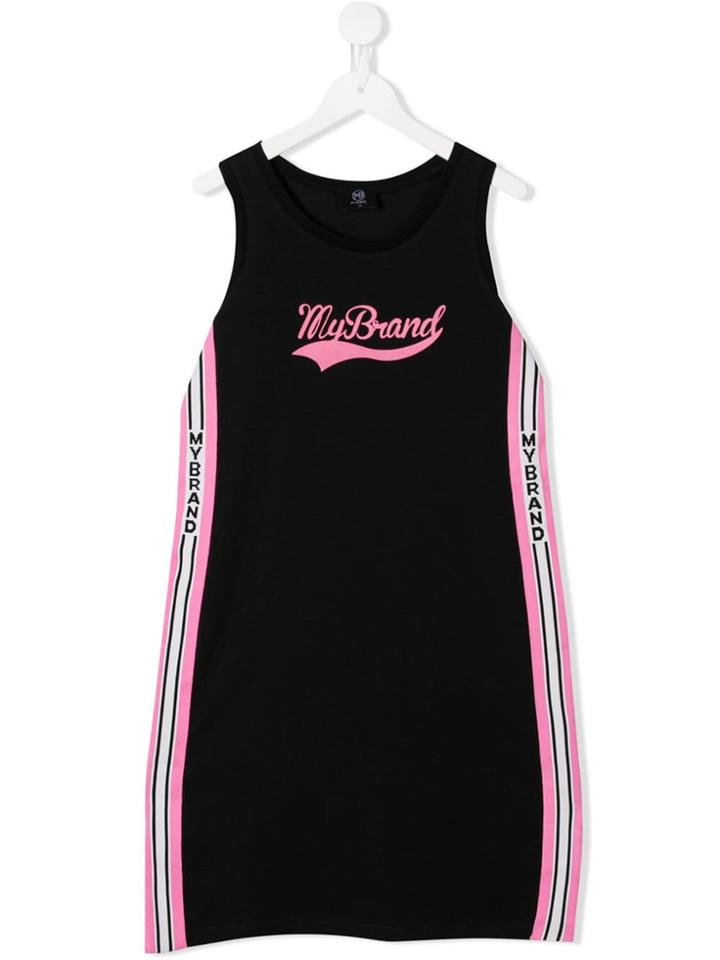 My Brand Kids Sleeveless Logo Jersey Dress - Black