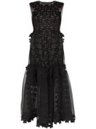 Paskal Flower Detail Sheer Midi Dress - Black