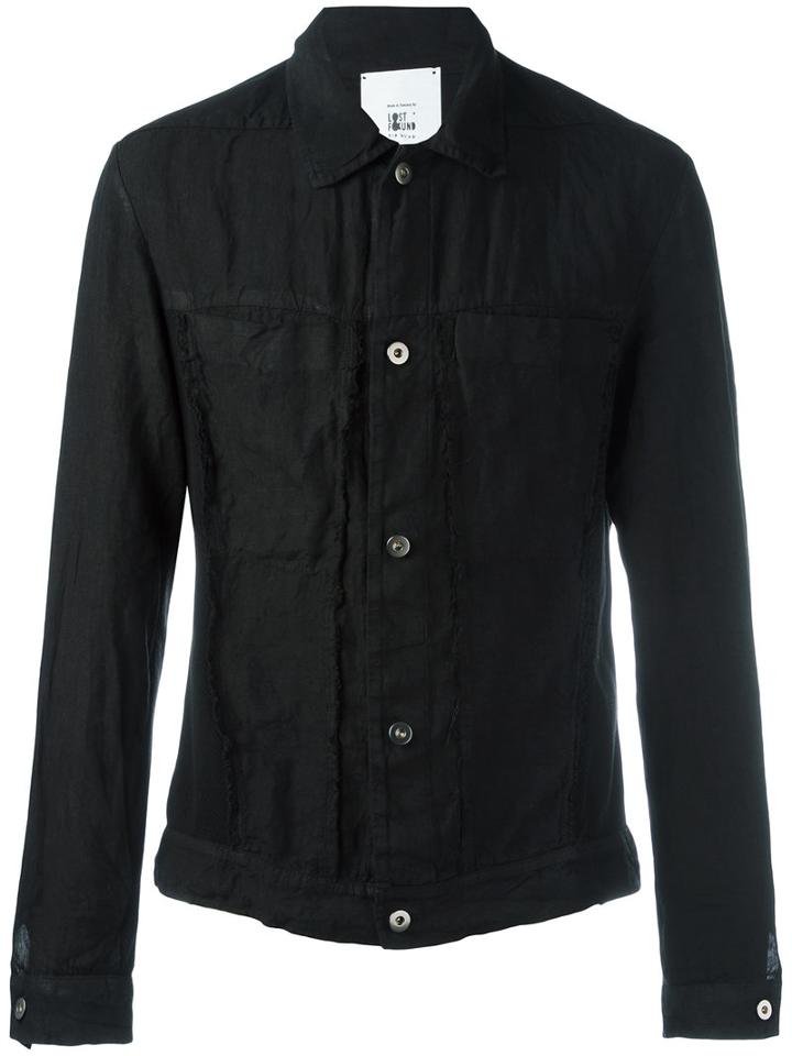Lost & Found Rooms Patch Pockets Denim Jacket, Men's, Size: Small, Black, Cotton/linen/flax