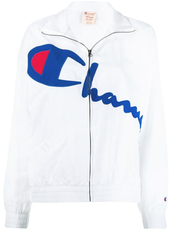 Champion Logo Embroidered Zip Sweatshirt - White
