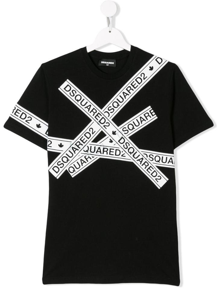 Dsquared2 Kids Teen Logo Printed T-shirt - Black