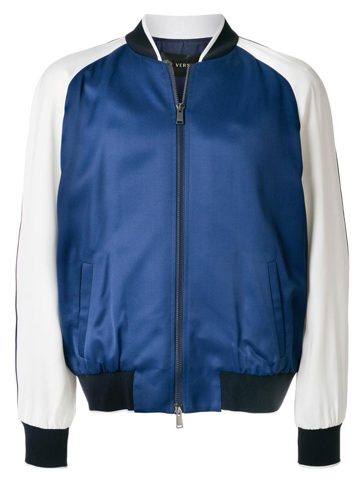 Versace Satin Bomber Jacket - Blue