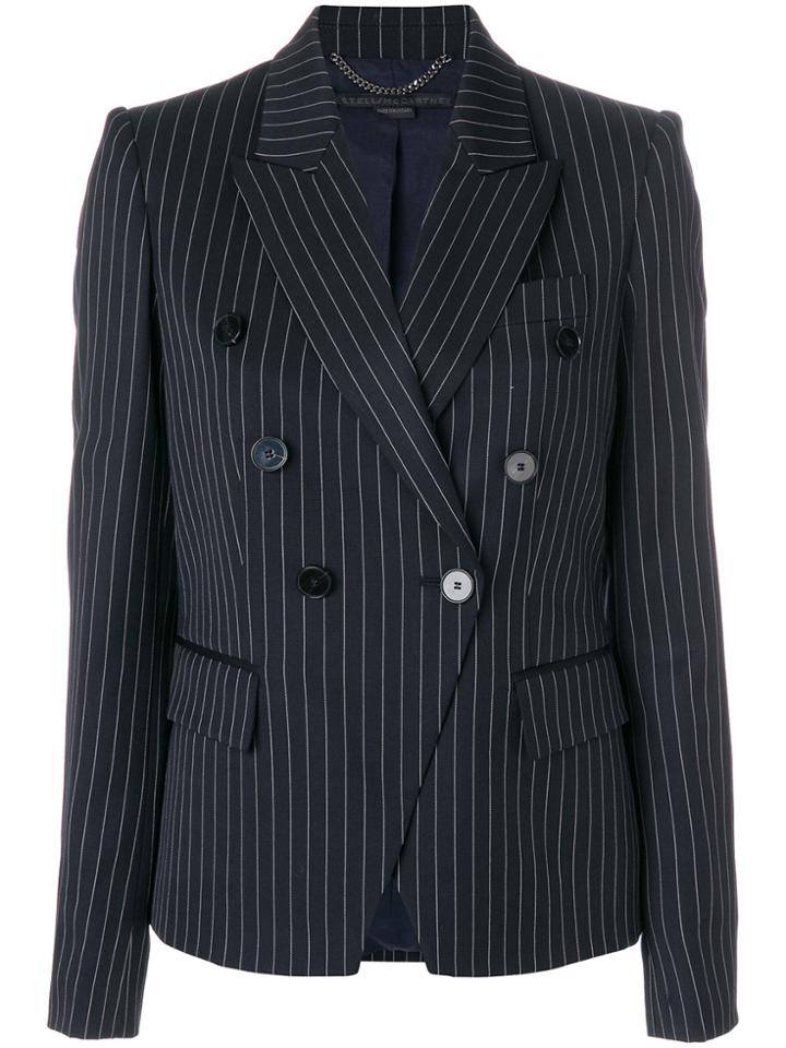 Stella Mccartney Double-breasted Pinstriped Blazer - Blue