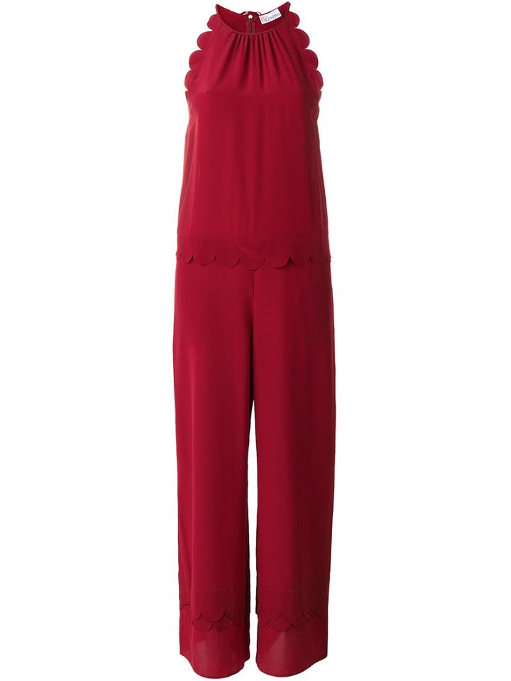 Red Valentino - Scalloped Detail Jumpsuit - Women - Silk - 40, Women's, Silk