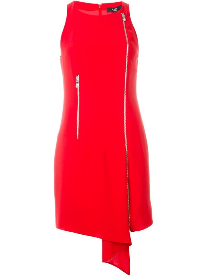 Versus Draped Detail Zipped Dress, Women's, Size: 40, Red, Polyester/viscose/polyamide