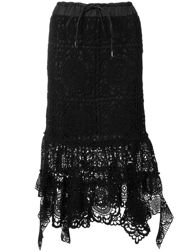 Sacai Lace Asymmetric Hem Skirt - Black