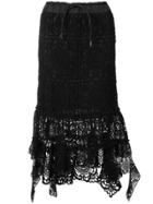 Sacai Lace Asymmetric Hem Skirt - Black