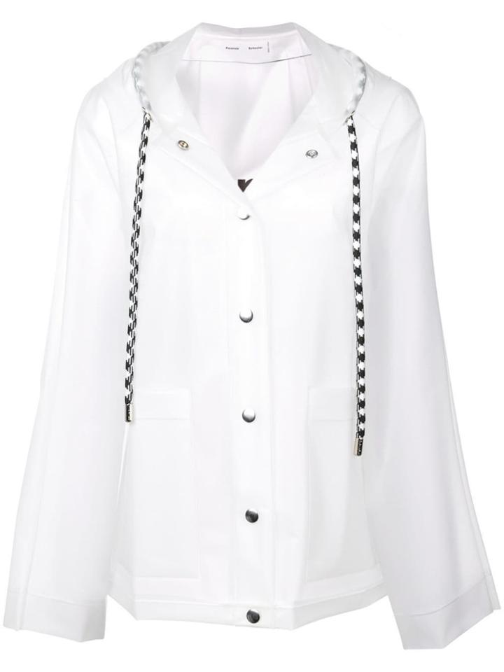 Proenza Schouler Logo Print Hooded Rain Coat - White