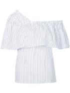 Le Ciel Bleu - Striped Off Shoulder Blouse - Women - Cotton - 38, White, Cotton